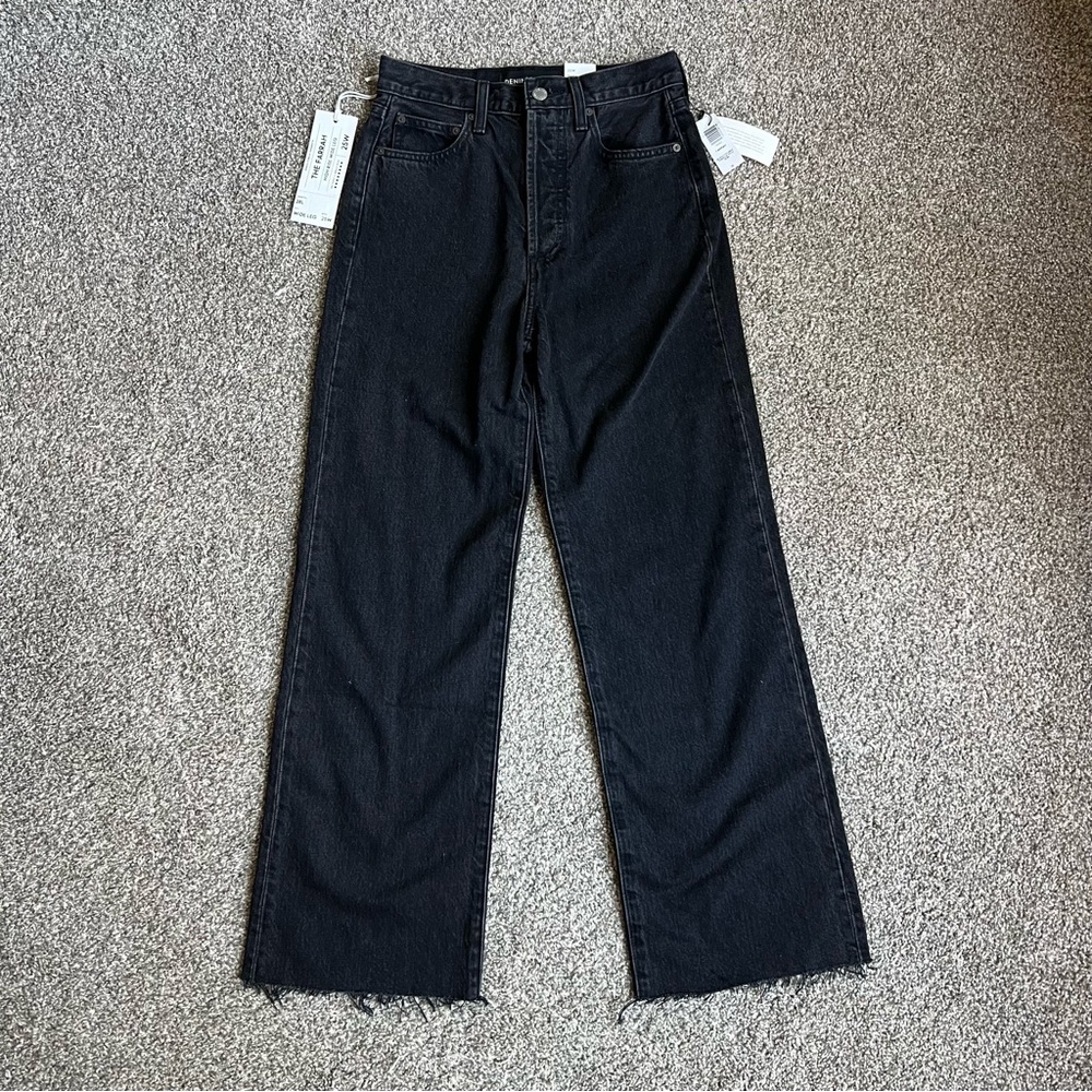 Denim Forum High Rise Jeans - Black wide leg cropped